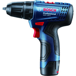 Bosch Professional GSR 120-LI Cordless Drill Driver, 12V, 10 mm Chuck with 2 x GBA 12V 2.0Ah Battery, 1 x GAL 1210 CV Charger & Carrying Case & 21 Pcs Accessories Set
